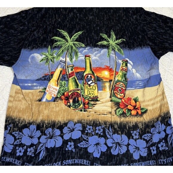 VTG Big Dogs It’s Five O’clock Somewhere Beer Beach Island Button Up Tee Size L - Picture 7 of 14